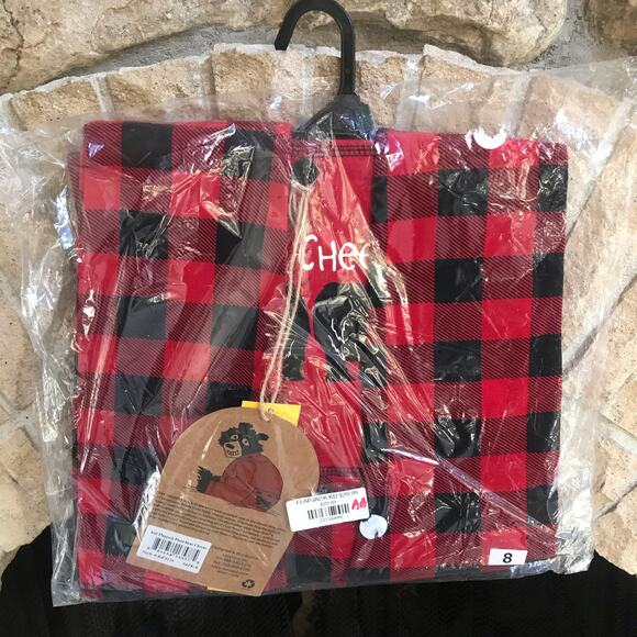 NEW Lazy One Bear Cheeks Red Black One Piece Pajamas Kid's Size 8 - Picture 3 of 4